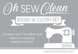 Notions Oh Sew Clean Brush & Cloth Set - Gray