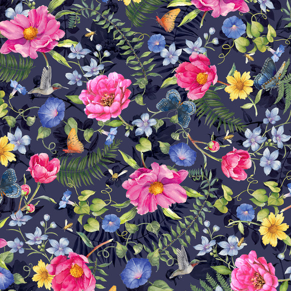 Fabric - P&B Indigo Song Allover Floral - ISON05642-N