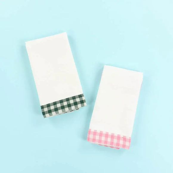 Notions Kimberbell Gingham Trim Tea Towels Pink & Green KDKB277