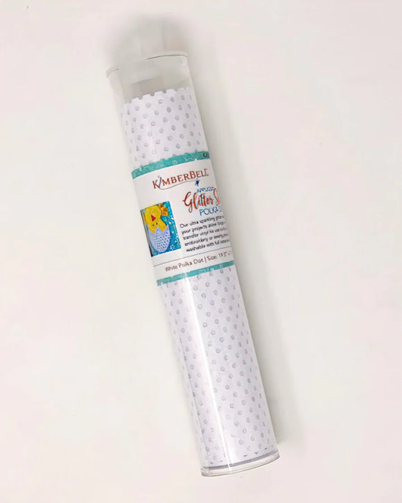 Notions Kimberbell Applique Glitter Sheet White Polka Dot KDKB153