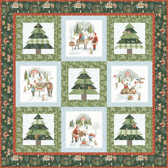 Kit - Riley Blake Santa's Tree Farm Panel Quilt - KT-16450