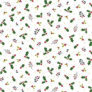 Fabrics - Maywood Kimberbell Celebration Christmas Holly with Metallic Gold - 9212M-RG