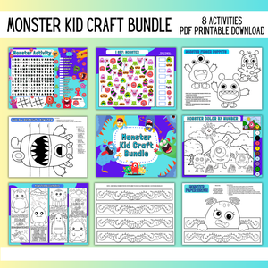 Printable Monster Kid Craft & Activity Bundle - INSTANT DOWNLOAD