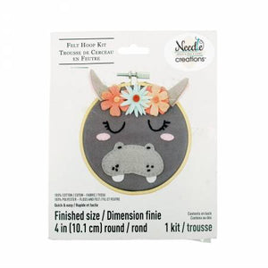 Kit Hoop Felt Embroidery Kit Hippo NC-DMFLKT-HIPPO