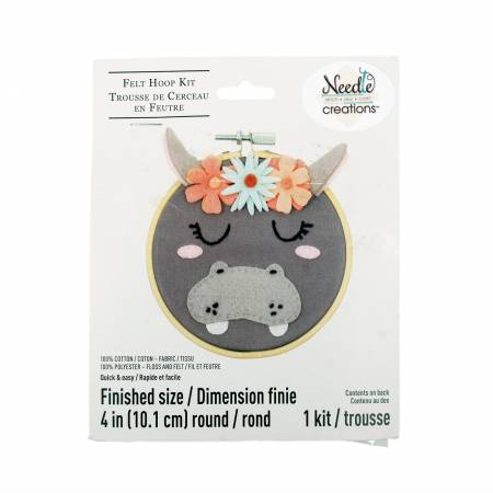 Kit Hoop Felt Embroidery Kit Hippo NC-DMFLKT-HIPPO