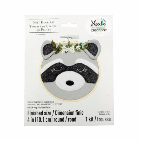 Kit Felt Embroidery Hoop Kit Raccoon