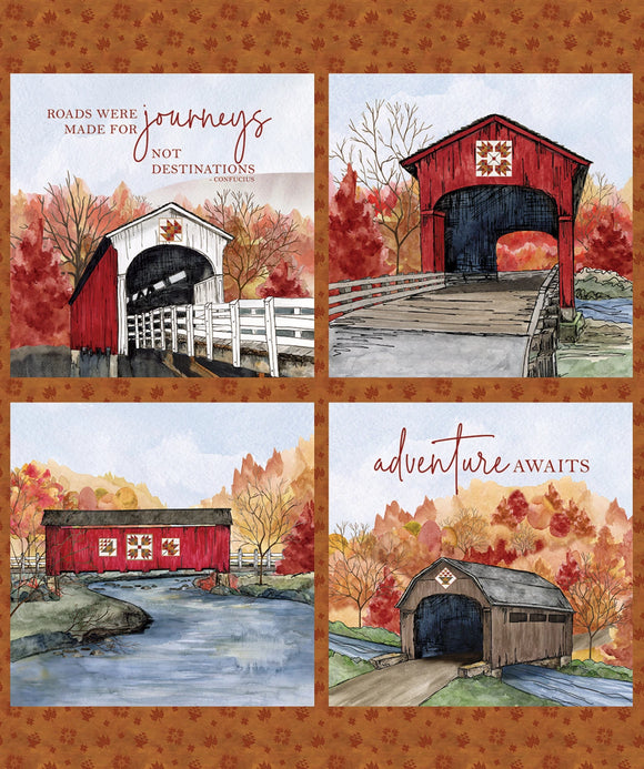 Fabric - Riley Blake Covered Bridges in Fall Pillow Panel - PD16217R-PANEL