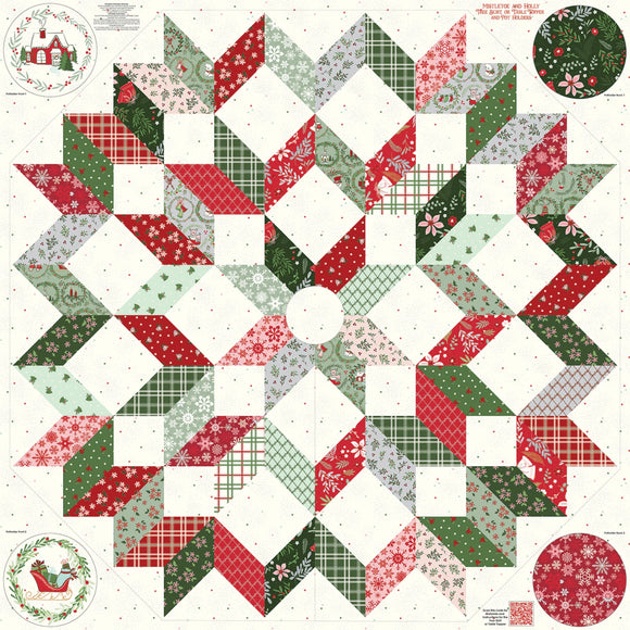 Fabric - Riley Blake Mistletoe & Holly 54x54in Tree Skirt & Pot Holder Panel - PD16410R-PANEL
