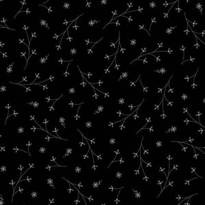 Fabric - Maywood Kimberbell 108in Wide - Black Pretty Petals  QBD210M-J