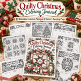 Quilty Christmas Coloring Journal - 19 Page PDF eBook- Printable Digital Download