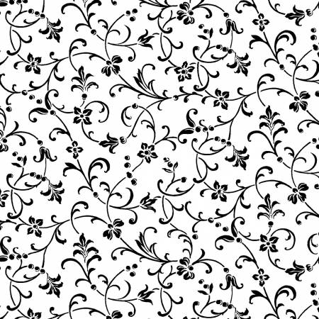 Fabric P&B Ramblings 12 White on White Traditional Scroll RA12-00809W