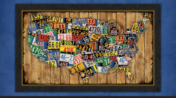 Fabric - P&B Route 66 License Plate Map Panel - RCCO6013-PA