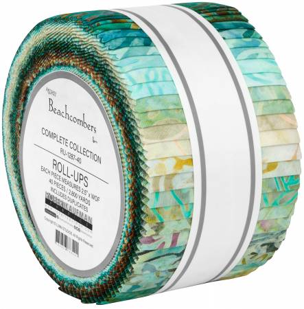 Fabric - Robert Kaufman Batik 2.5in Strips Beachcombers 40pcs, RU-1287-40