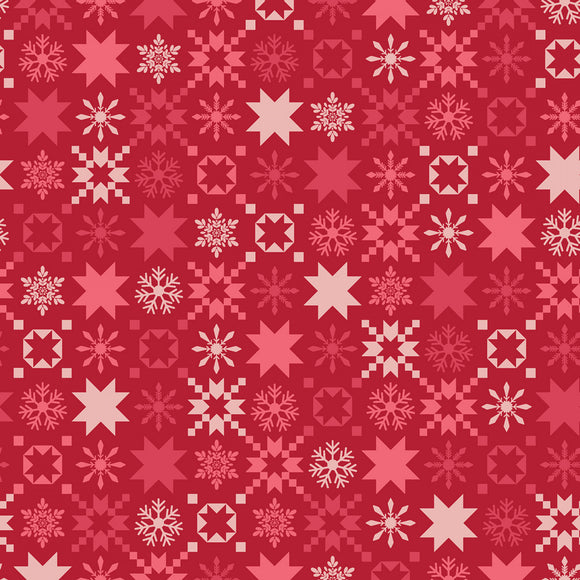 Fabric- Maywood Kimberbell Quilty Little Christmas - Red Snowflake 10577M-R