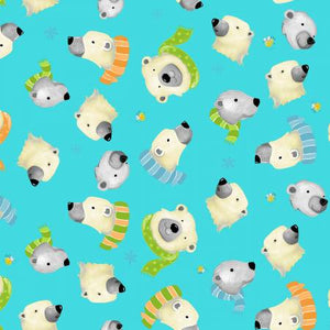 Fabric Susybee Burr the Polar Bear Aqua SB20397-950