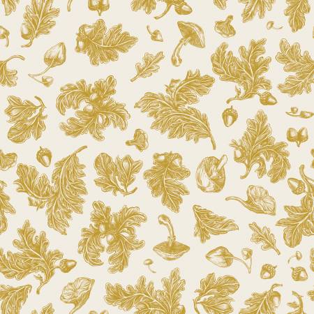 Fabric Riley Blake Fall Foliage Cream Gold Metallic SC13937R-CREAM