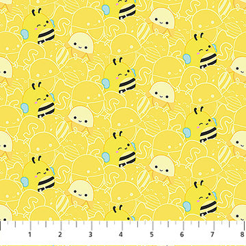 Fabric Northcott Squishmallows Bees Yellow SQ1009-50