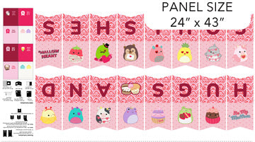 Fabric Northcott Love My Squad - Squishmallow Bunting Panel 24x43in - SQ1024-10