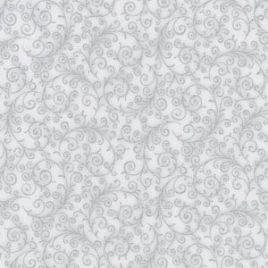 Fabric Robert Kaufman Holiday Flourish Silver Metallic Swirl SRKM20787186