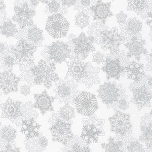 Fabric Robert Kaufman Holiday Flourish-Snow Flower Snowflakes Ice w/Metallic SRKM2160388