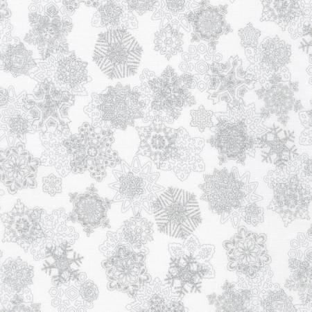 Fabric Robert Kaufman Holiday Flourish-Snow Flower Snowflakes Ice w/Metallic SRKM2160388