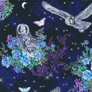 Fabric Robert Kaufman Mystic Moon Metallic Owls Night SRKM21634438