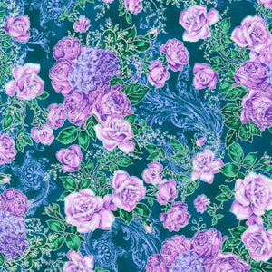 Fabric Robert Kaufman Mystic Moon Metallic Floral Teal SRKM21635213
