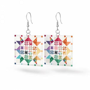 Gifts - Earrings - Leather Square Earrings Shine Together - STLR-37629