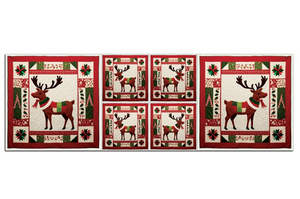Fabric Precut Panel - Patchwork Reindeer CYS630609