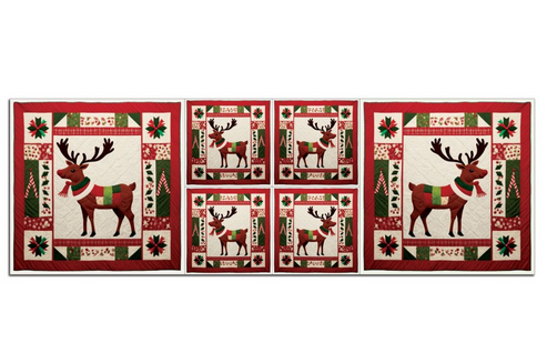 Fabric Precut Panel - Patchwork Reindeer CYS630609