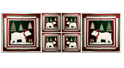 Fabric Precut Panel - Patchwork Polar Bear CYS630593