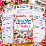 Sewing Room Organization Planner - 11 Page PDF Workbook - Digital Download