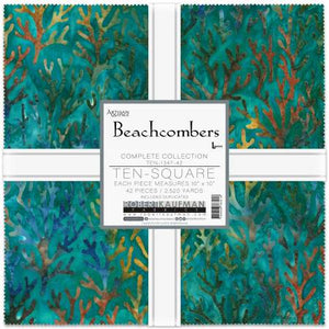 Fabric - Robert Kaufman Batik 10in Squares Beachcombers 42pcs, TEN-1347-42