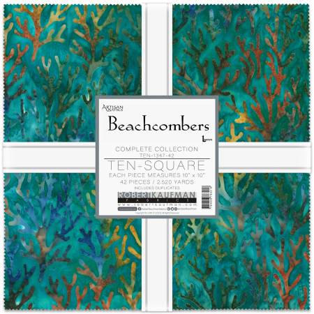 Fabric - Robert Kaufman Batik 10in Squares Beachcombers 42pcs, TEN-1347-42