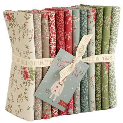 Fabric Tilda Merry Little Christmas Fat Quarter Bundle 12pc Eve & Noel TIL300246