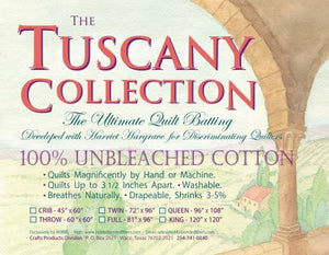 Notions - Batting Tuscany Unbleached Cotton 120in x 120in King - TU120