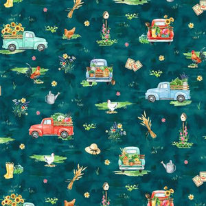 Fabric - Hoffman - Farm to Table - Teal - V5294H-21