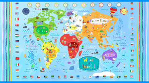 Fabric - P&B What a World Map Panel  - WAWO5978-PA