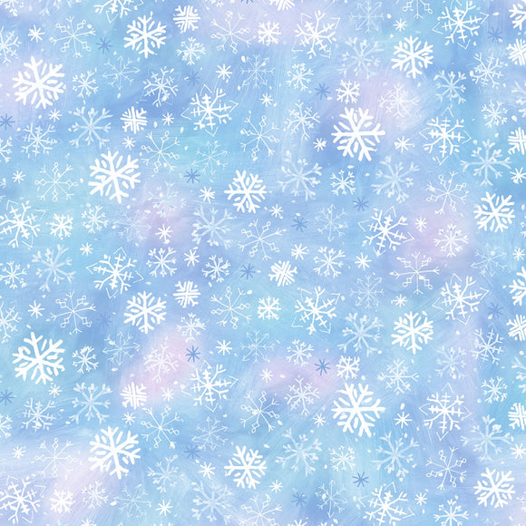 Fabric - Clothworks - Snowtime Light Blue Snowflakes  Y4554-29