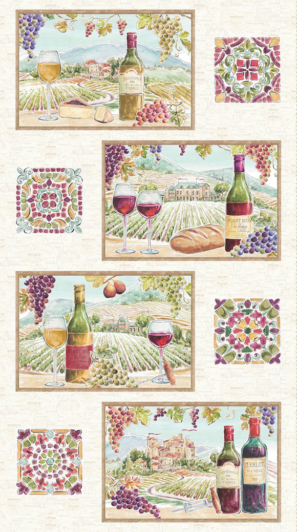 Fabric - Clothworks Wine Tasting Placemat Panel - Y4573-2