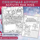 Printable Kids Christmas Advent Activity Bundle 28 pages - INSTANT DOWNLOAD
