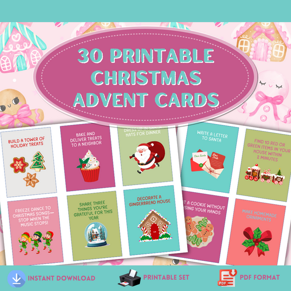 Printable Christmas Advent Activity Cards - INSTANT DOWNLOAD