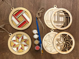 Kit DIY Barn Quilt Ornament Painting Set - Makes 2 Round