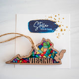 Gifts Handcrafted "Stained Glass" State Holiday Ornament - Virginia