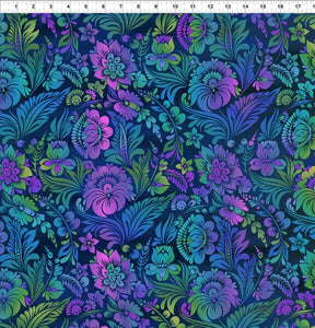 Fabric In The Beginning Vivid Jewel Floral 2VIV-4
