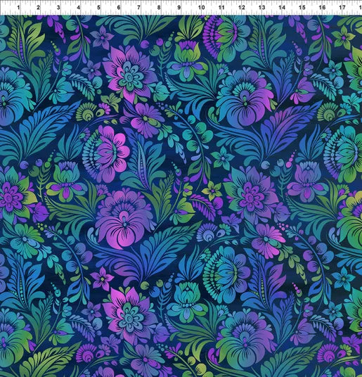 Fabric In The Beginning Vivid Jewel Floral 2VIV-4