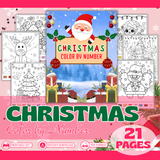 Printable Christmas Color by Number 21 pages - INSTANT DOWNLOAD
