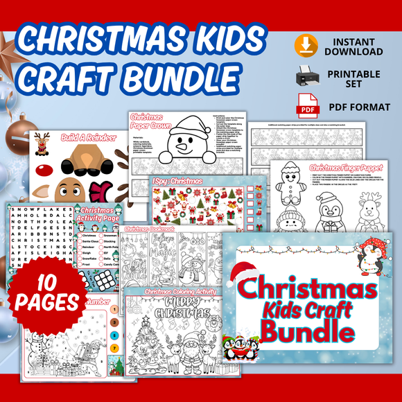 Printable Kids Christmas Craft Bundle - INSTANT DOWNLOAD