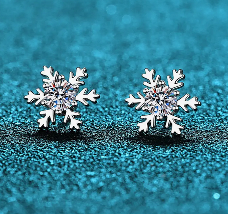 Gifts Moissanite Snowflake Stud Earrings in 925 Sterling Silver