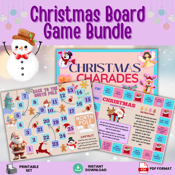 Printable Christmas Board Game Bundle - INSTANT DOWNLOAD